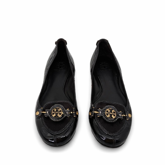 Tory Burch Shoes - NWOT Tory Burch Dark Brown Patent Leather & Haircalf Ballet Flats Gold Hardware
